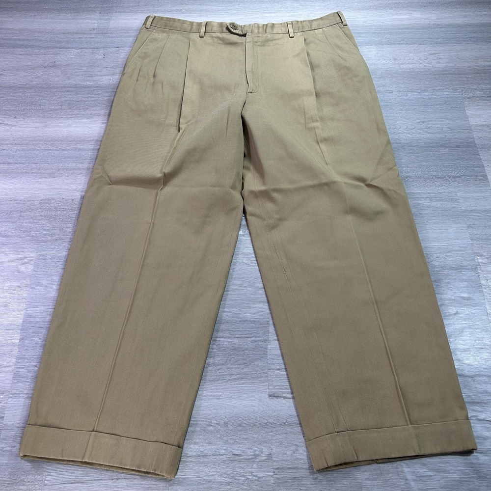 Brioni Sportswear Pants‎ Mens 38x28 Beige Pleated Cuffed Classic Dress Chino